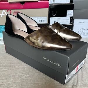 Vince Camuto Black & Bronze d’Orsay Flats